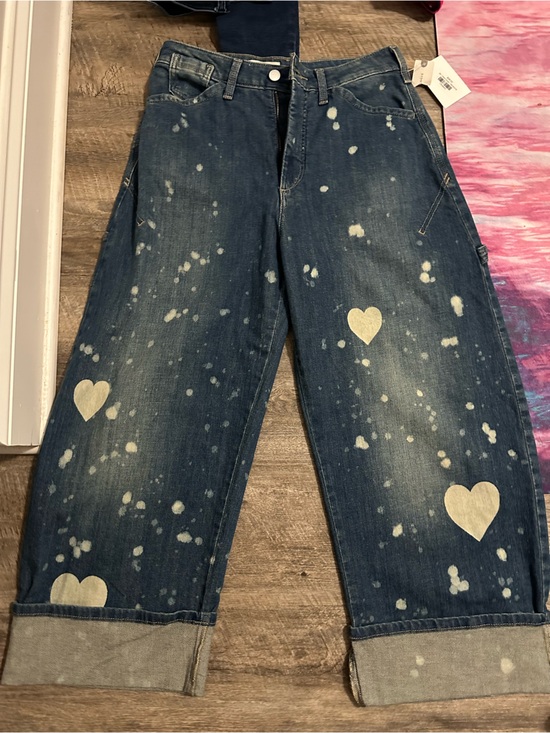 Pilcro Denim - Pilcro by Anthropologie Blue Bleached Heart Boyfriend Jeans